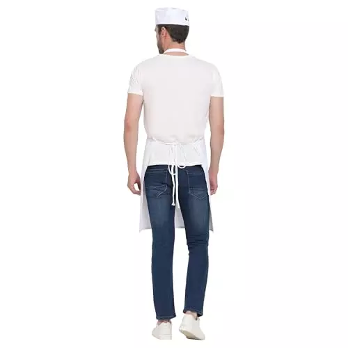 Uniformer Apron White Unisex Stylish Design Polycotton 2 Pockets for Chefs, Bakers & Home Cooks Use