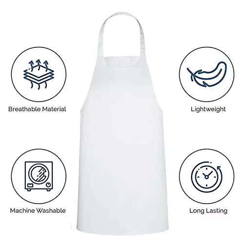 Uniformer Apron White Unisex Stylish Design Polycotton 2 Pockets for Chefs, Bakers & Home Cooks Use