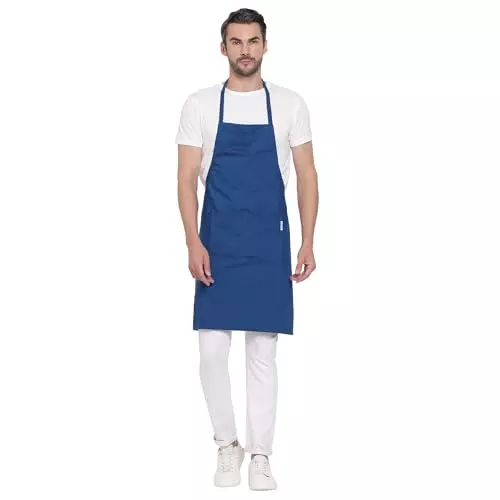 Uniformer Apron Blue Unisex Stylish Design Polycotton 2 Pockets for Chefs, Bakers & Home Cooks Use, (Pack of 2 Pcs)