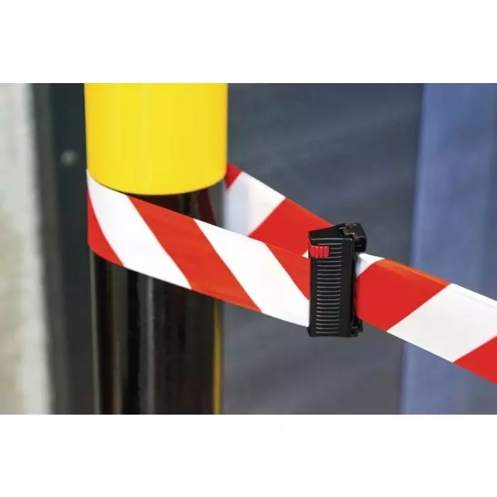 RS PRO Polypropylene Retractable Barrier, Red, White Tape Model No 2502618