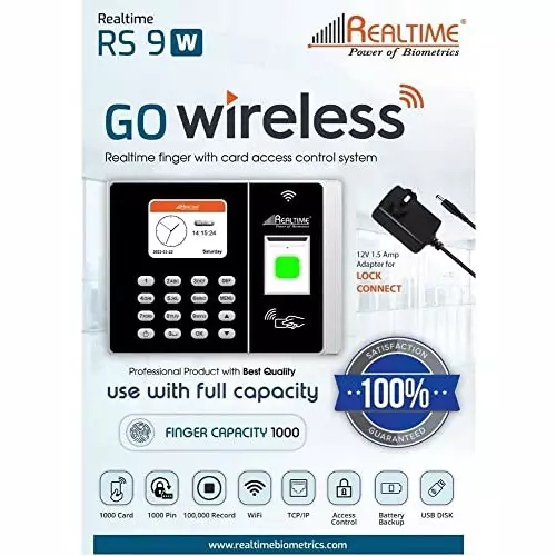 Realtime RS 9W Attendance Machine with Access Control System 12 V Adapter