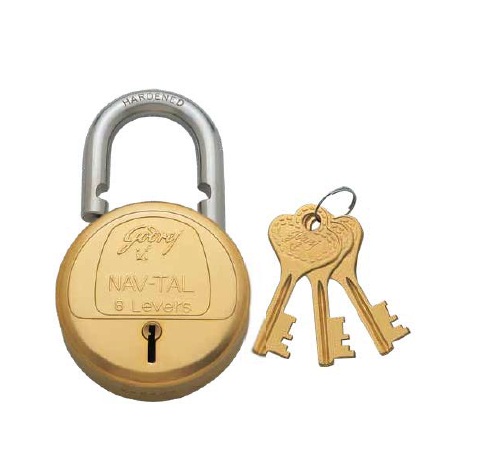 Godrej Navtal 8 Levers Deluxe Hardened 3 Keys Padlock - Brass 3282