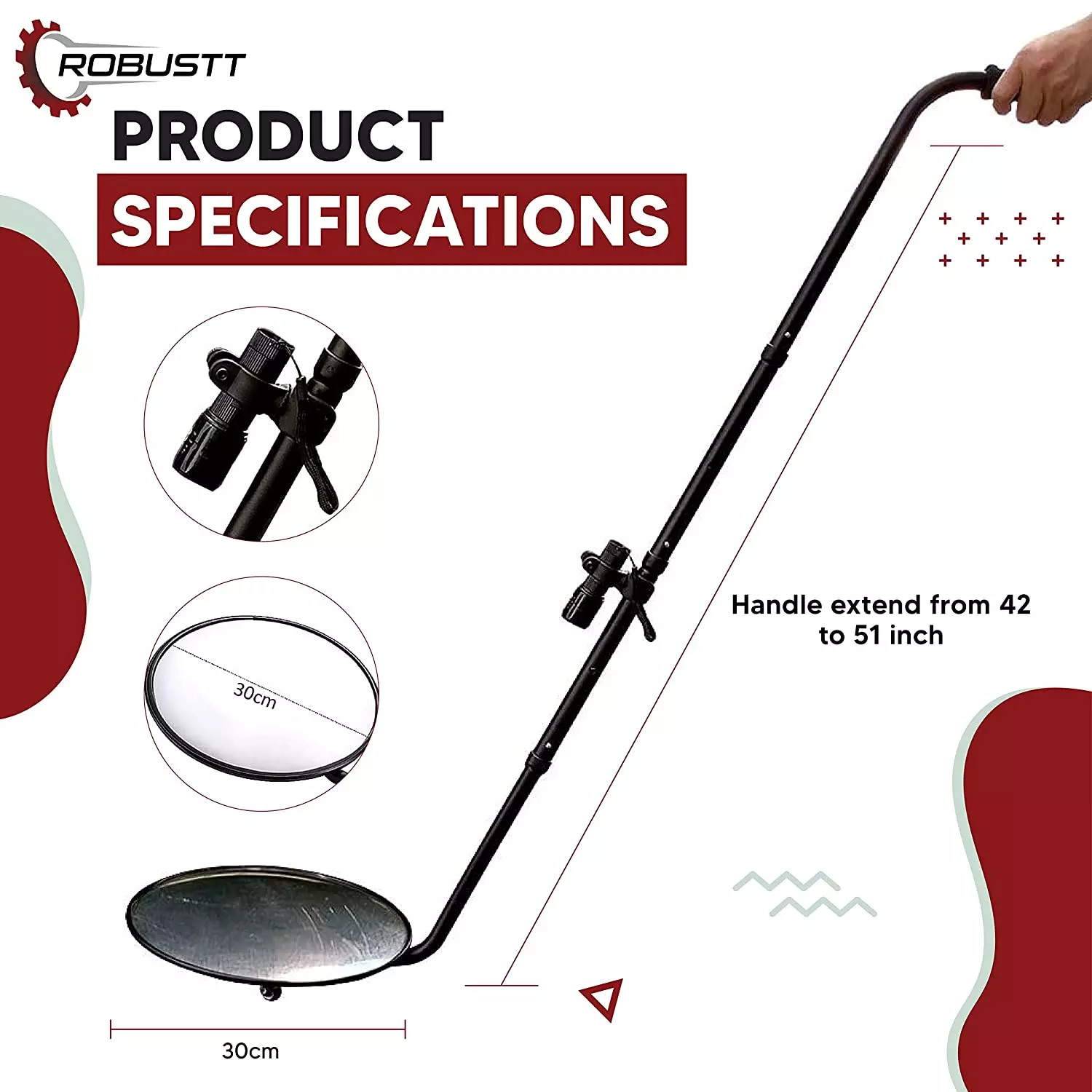 Robustt RB-INSPECTION-MIRROR-5 Under Vehicle Security Search Mirror (Pack of 5)