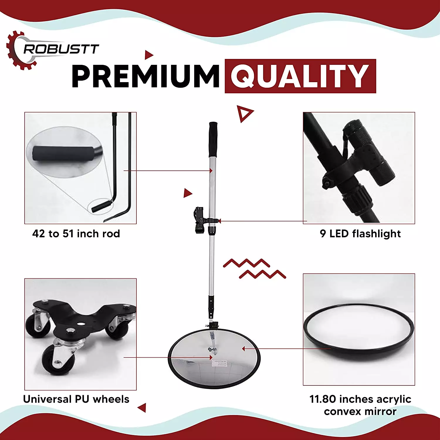 Robustt RB-INSPECTION-MIRROR-5 Under Vehicle Security Search Mirror (Pack of 5)