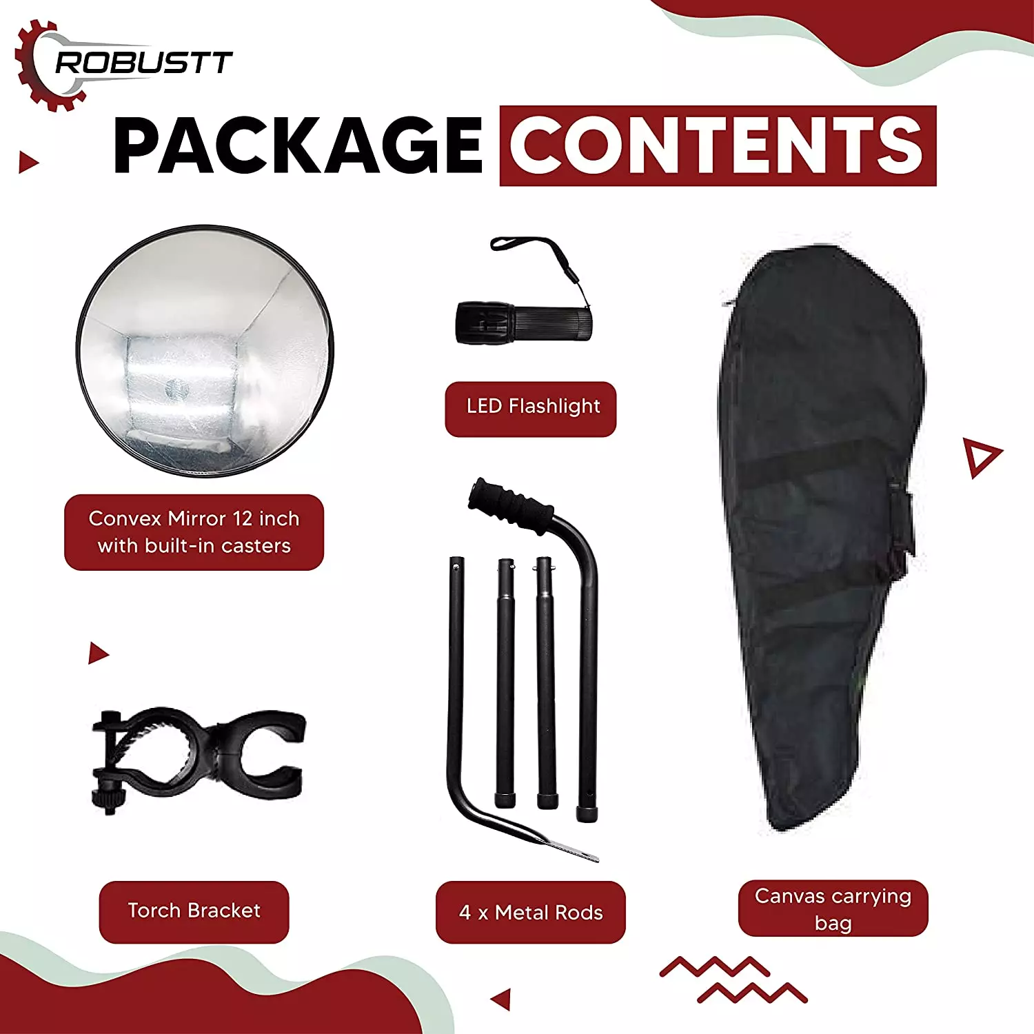 Robustt RB-INSPECTION-MIRROR-5 Under Vehicle Security Search Mirror (Pack of 5)