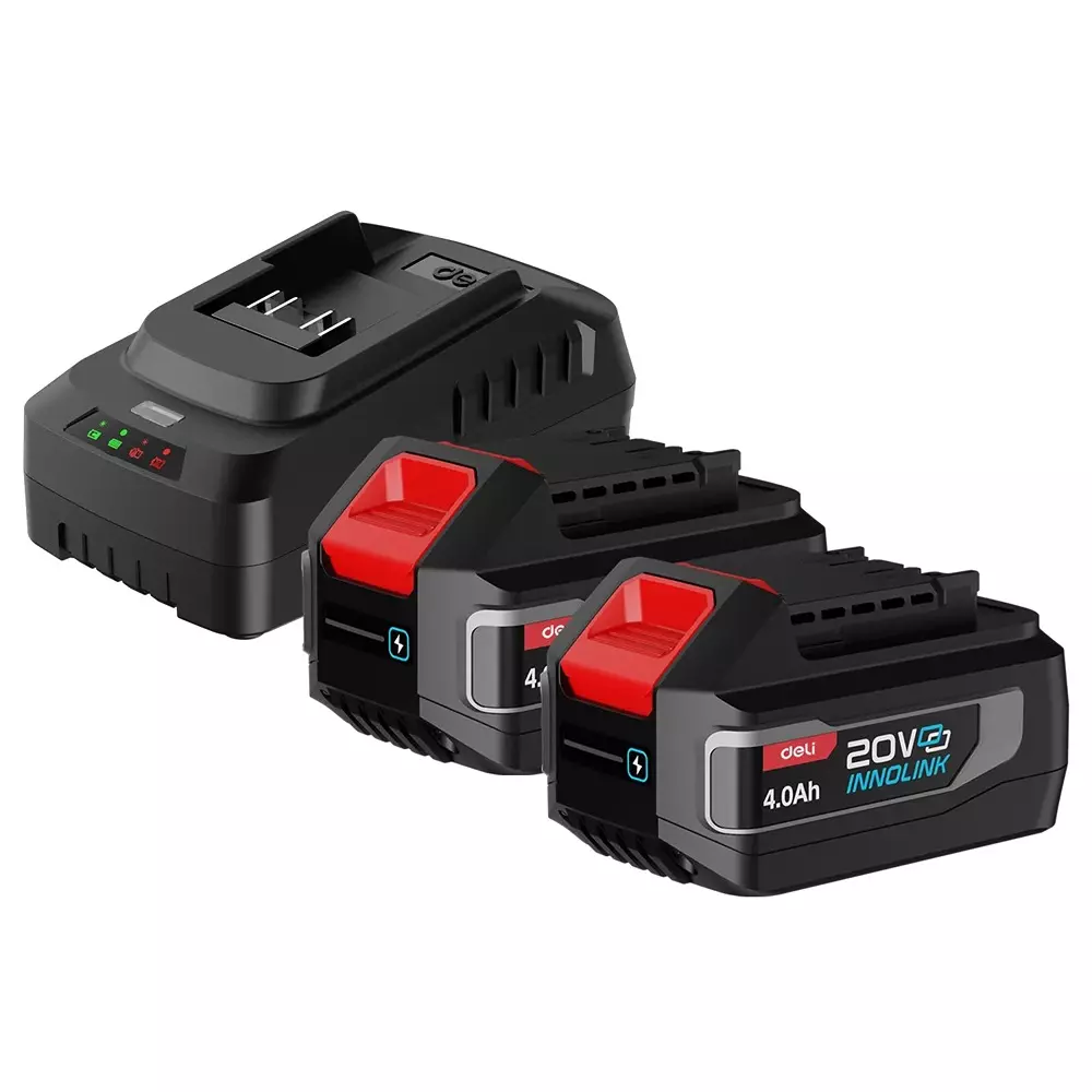 DELI Lithium-Ion Battery And Charger Set 2 Pcs 4 Ah Battery (EDE-DC20A4) 1 Pcs Charger (EDE-CD20A2E), EDE-CM20A4E