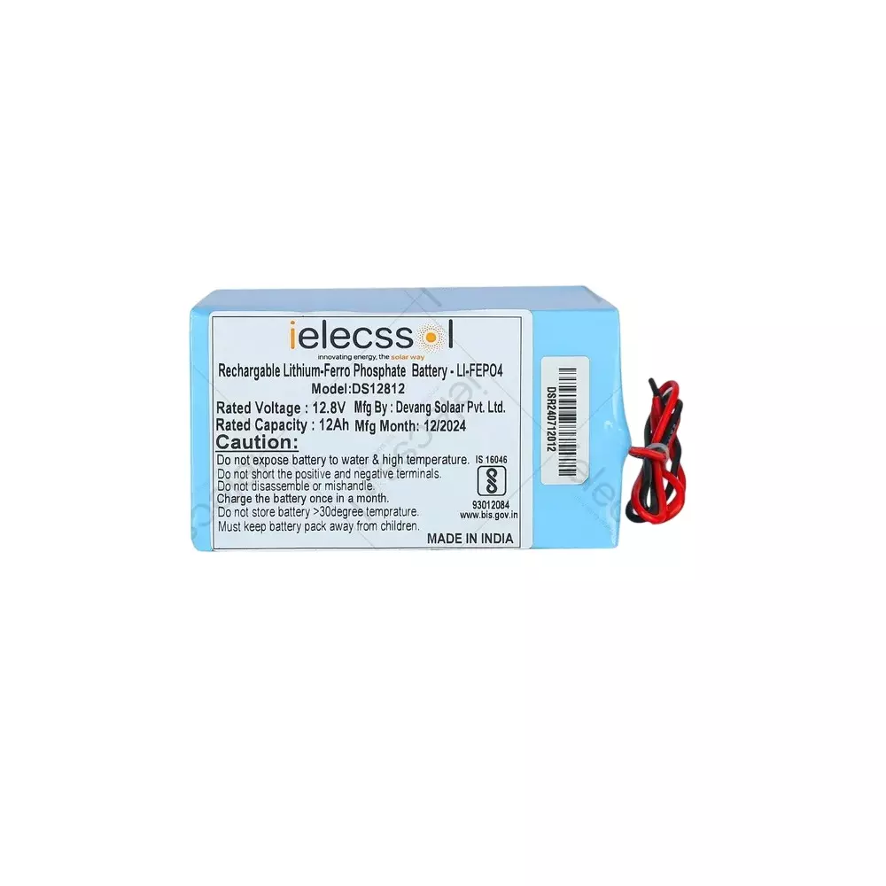ielecssol Solar Lithium Battery 12 Ah Lithium Ferro Phosphate Battery for Outdoor Use