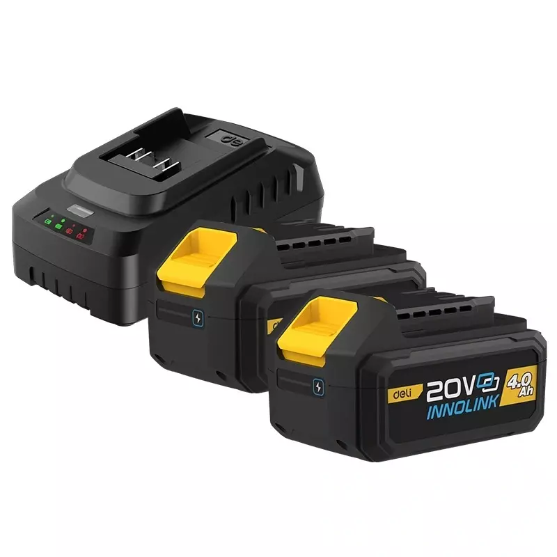 DELI Lithium-Ion Battery And Charger Set 2 Pcs 4 Ah Battery (EDL-DC20A4) 1 Pcs Charger (EDL-CD20A2E), EDL-CM20A4E