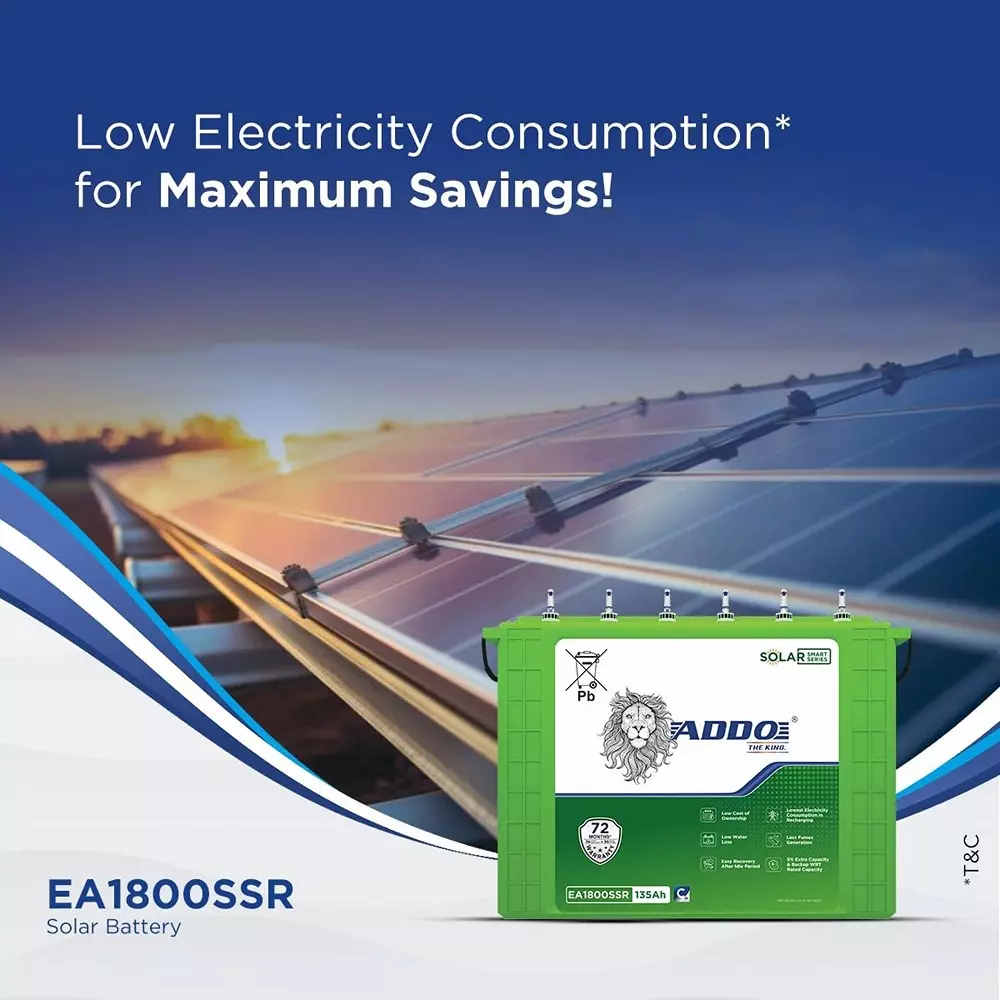 ADDO Regular Series 12 V 135 Ah Solar Tubular Battery, EA1800SSR