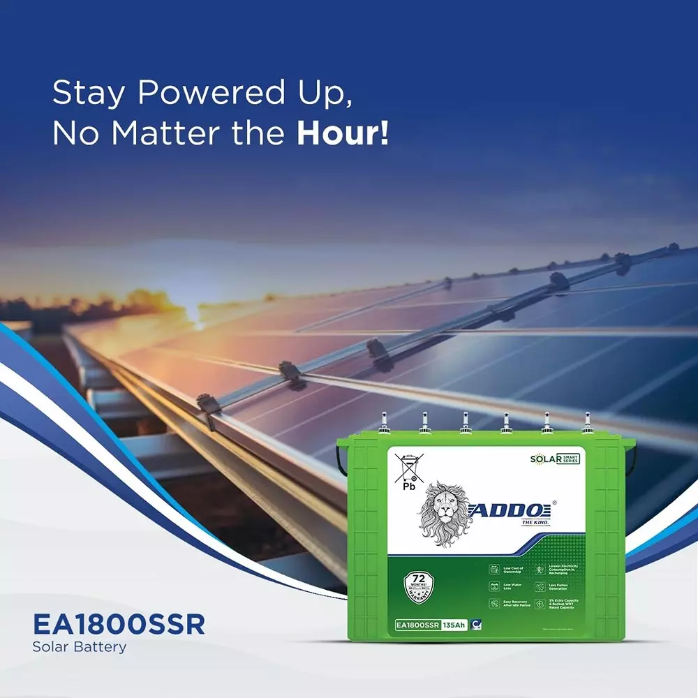 ADDO Regular Series 12 V 135 Ah Solar Tubular Battery, EA1800SSR