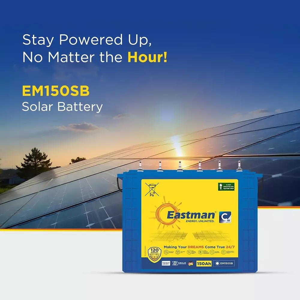 Eastman Regular Series 12 V 150 Ah Solar Tubular Battery, EM150SB