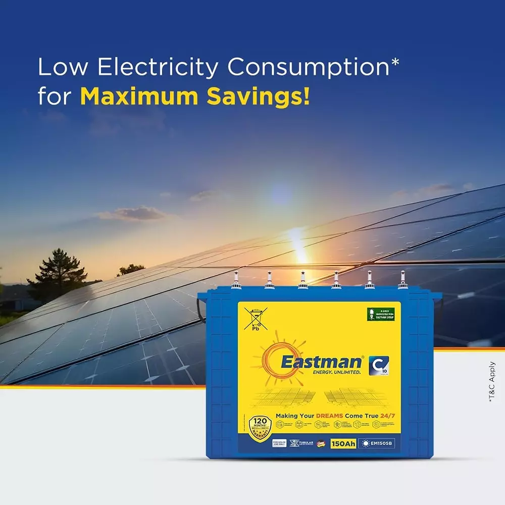 Eastman Regular Series 12 V 150 Ah Solar Tubular Battery, EM150SB