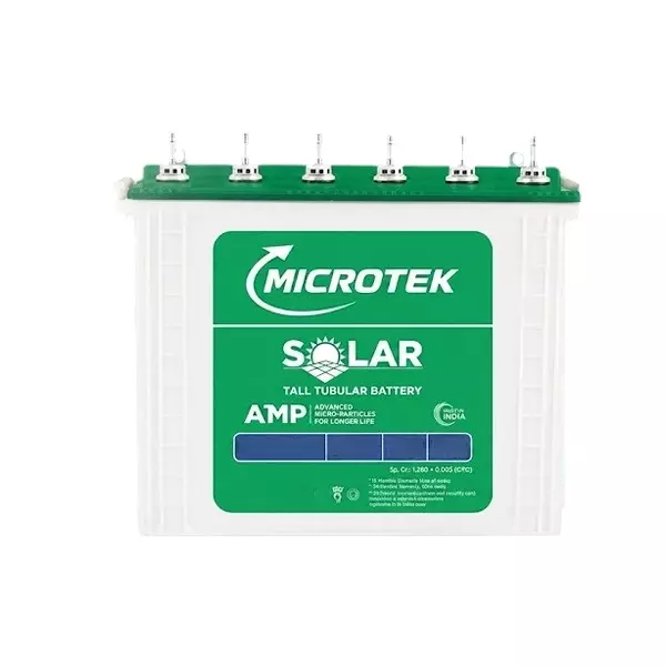 Microtek Tall Tubular Solar Battery 165 Ah 24 V Surface Mounted for Home, Office, 899-BAS-M165