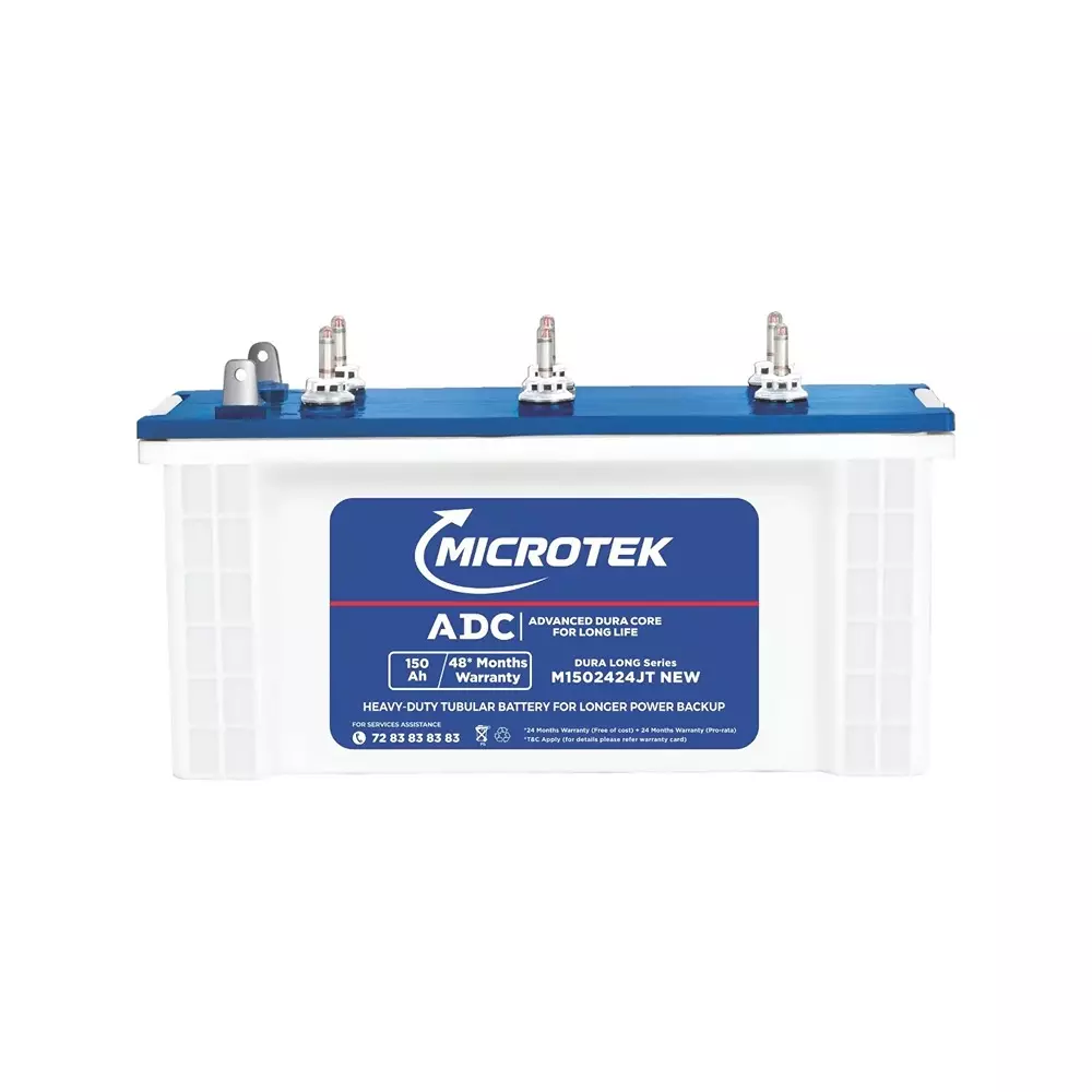 Microtek Dura Long 150 Ah Jumbo Tubular Battery 12 V for Home & Office Use, M1502424JT New