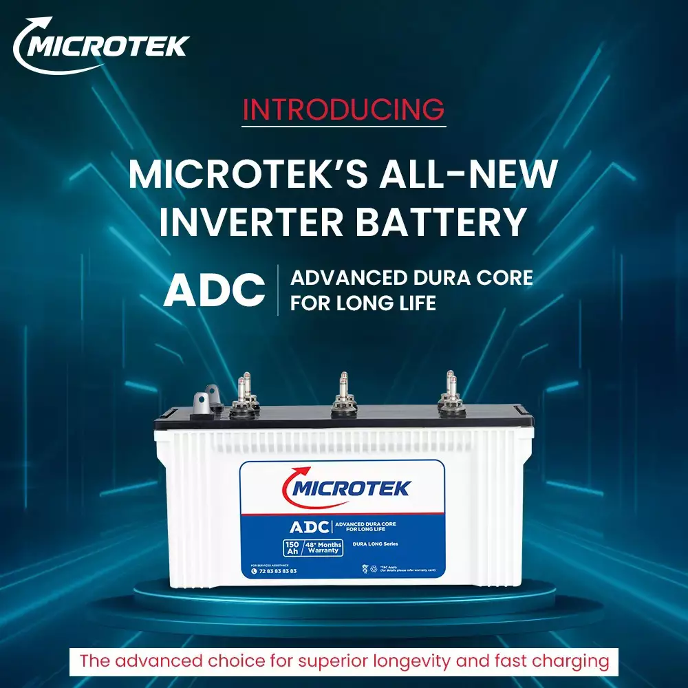 Microtek Dura Long 150 Ah Jumbo Tubular Battery 12 V for Home & Office Use, M1502424JT New