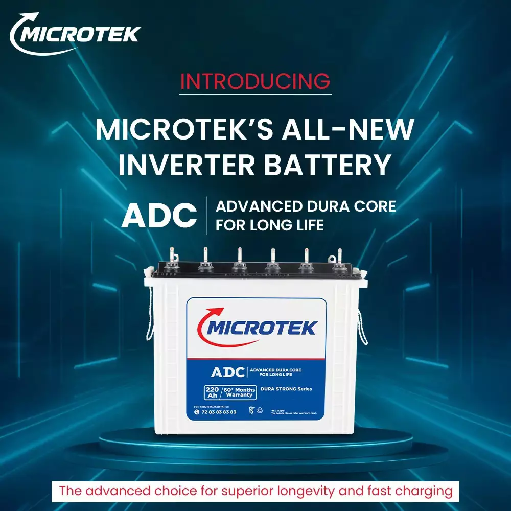 Microtek Dura Strong 220 Ah Tall Tubular Battery 12 V for Home & Office Use, M2203624TT New