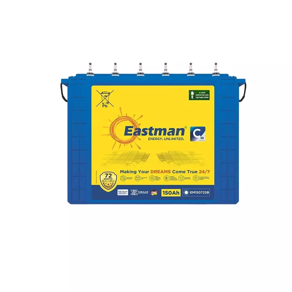 Eastman TT Series 12 V 150 Ah Solar Tubular Battery, EM15072SB