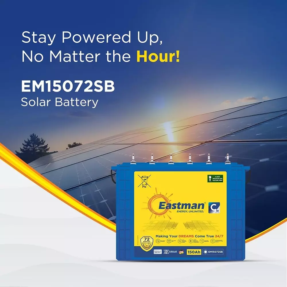 Eastman TT Series 12 V 150 Ah Solar Tubular Battery, EM15072SB