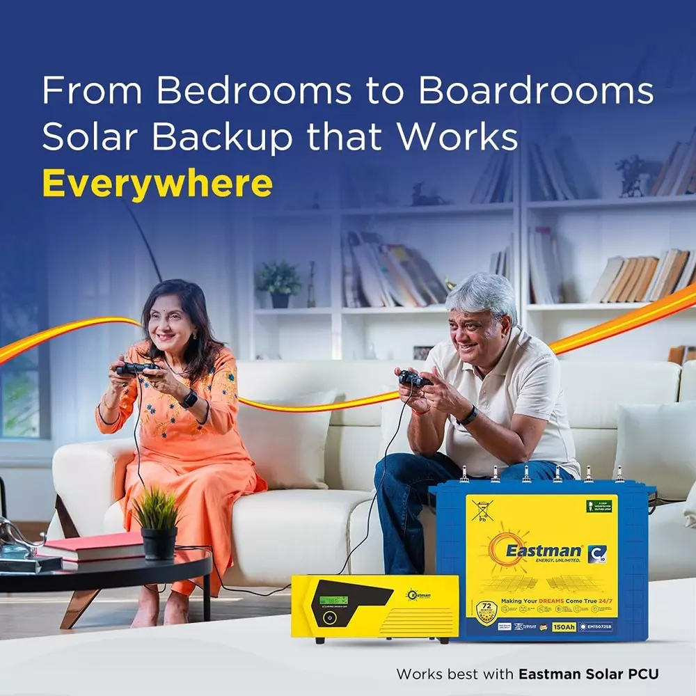 Eastman TT Series 12 V 150 Ah Solar Tubular Battery, EM15072SB
