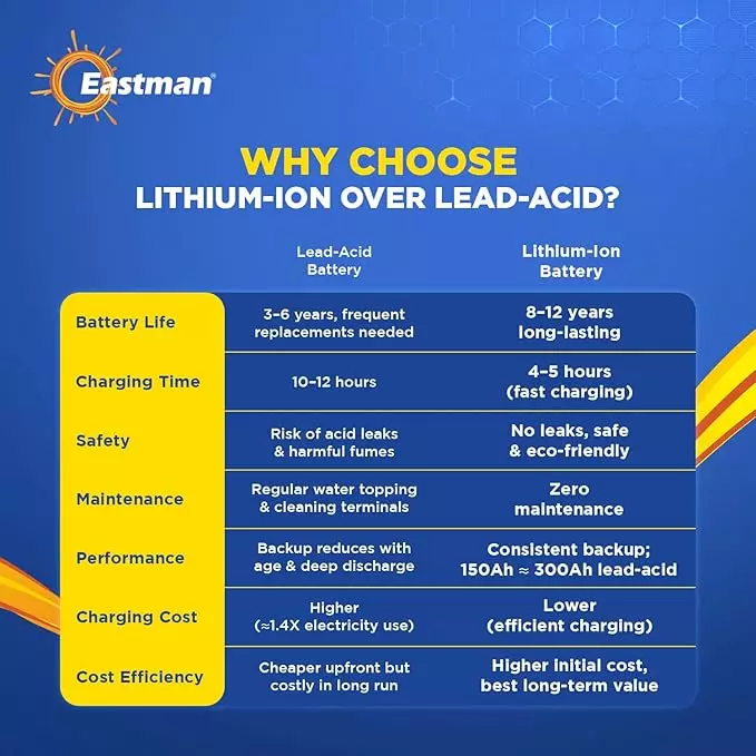 Eastman 1000 VA Plug and Play Solar Inverter with 150 Ah Lithium Battery, Solar Access 1000-12.8V