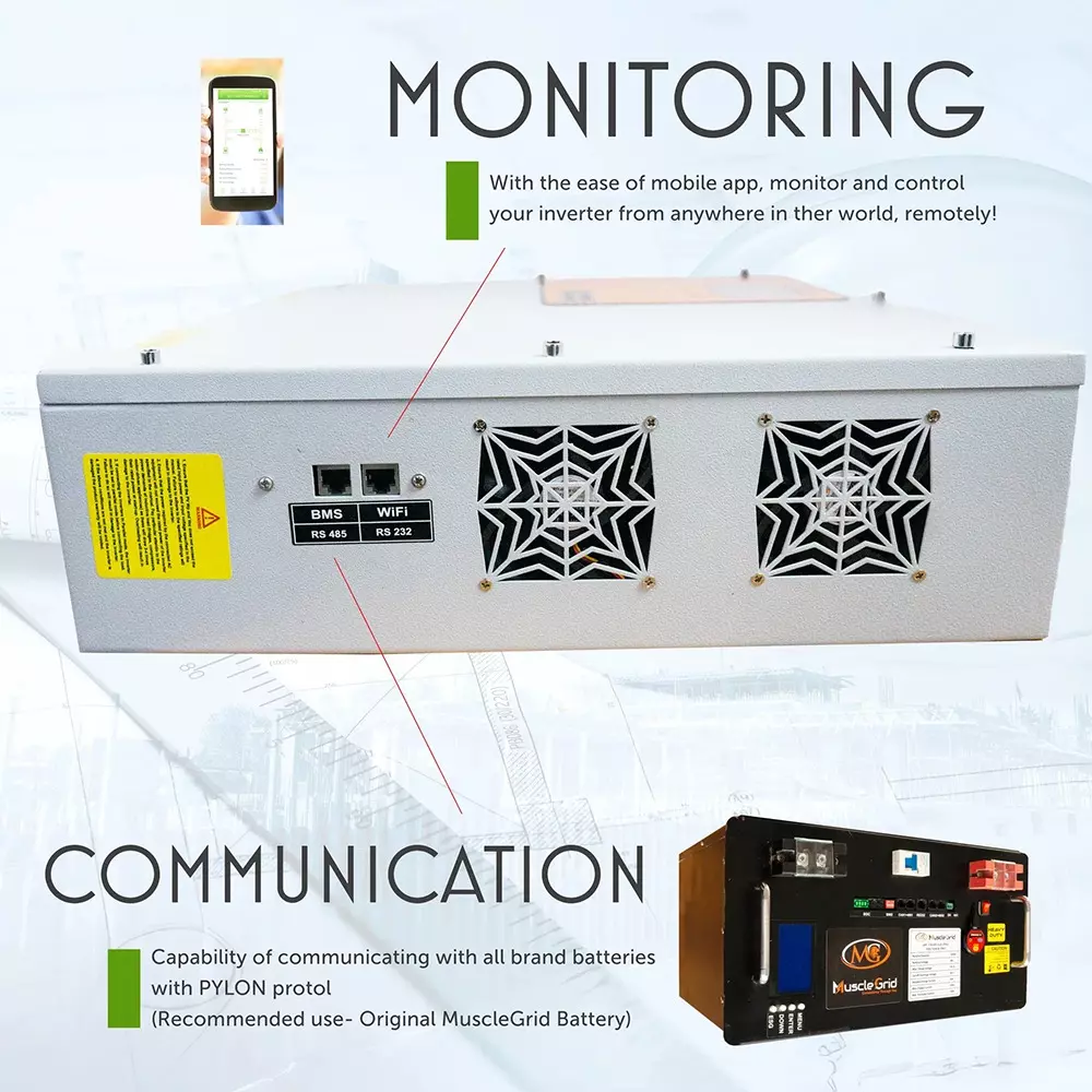 MuscleGrid Off Grid Solar Star True Hybrid Inverter 4 kW and 48 V