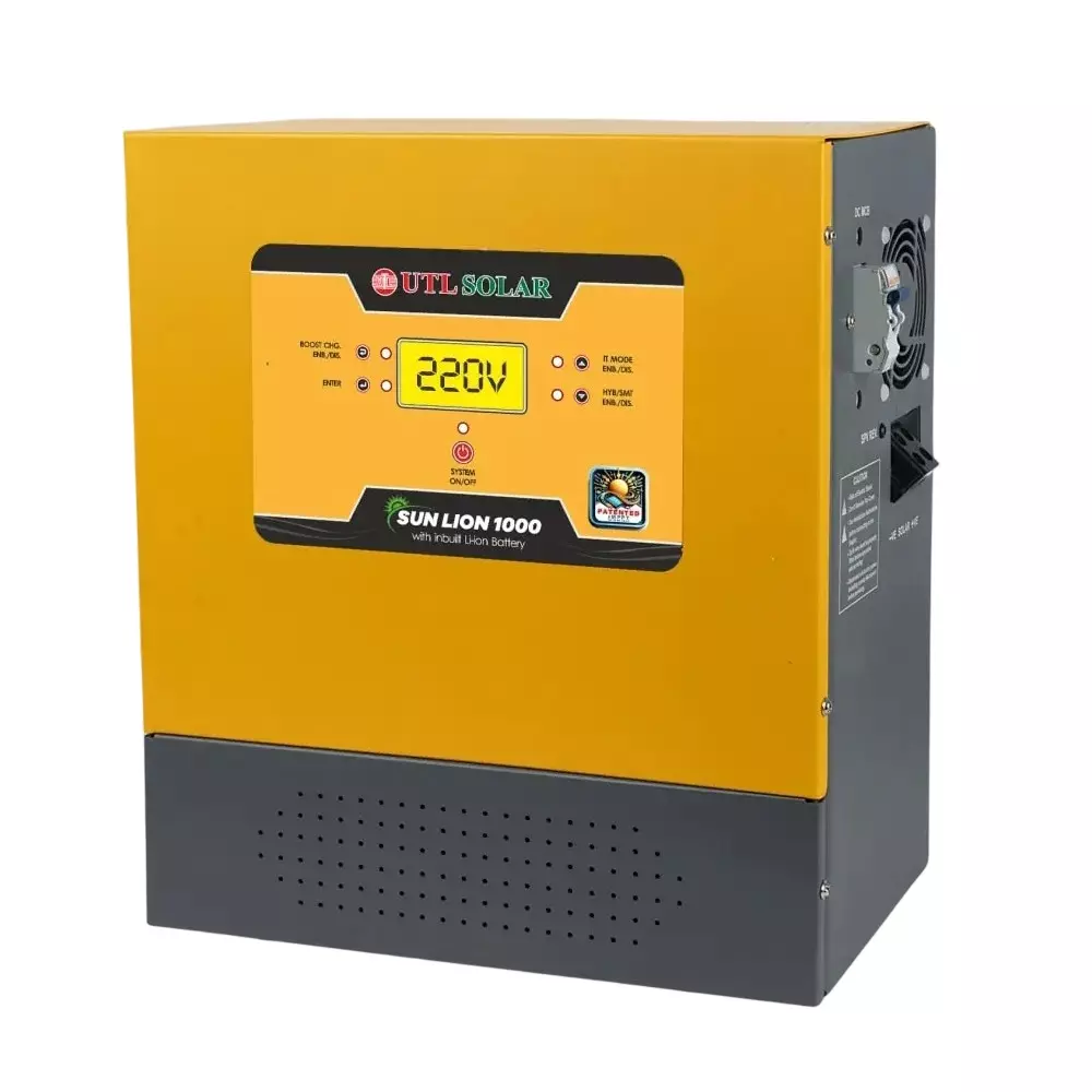UTL Wall Mountable Integrated Lithium-ion Battery PCU Solar Inverter 640 VA 50 AH, Sun Lion 1000