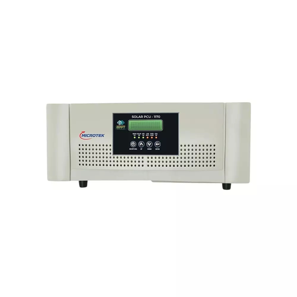 Microtek Solar PCU Inverter 1000 VA Rated Power Pure Sine Wave Suitable for 12 V Battery With MPPT Technology, SOLAR PCU 1170