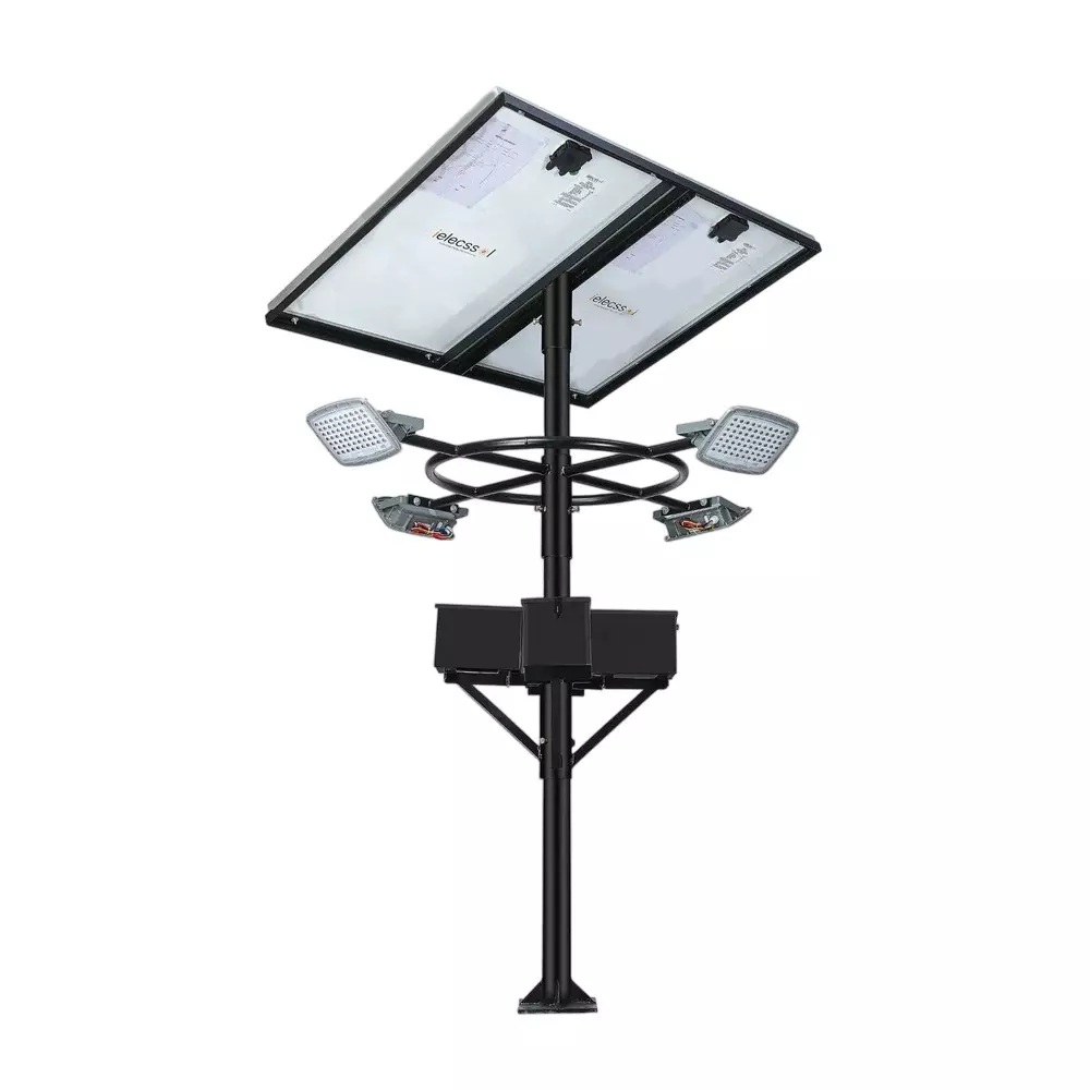 ielecssol 50 W LED Solar High Mast with Flood Light 12.8 V/60 Ah (Each) Battery Capacity IP65 Cool White for Outdoor Use