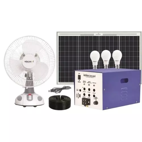 ielecssol 5 W Solar Home Lighting System + 165 W Solar Panel 12.8 V/60 Ah Battery Capacity IP65 for Outdoor Use