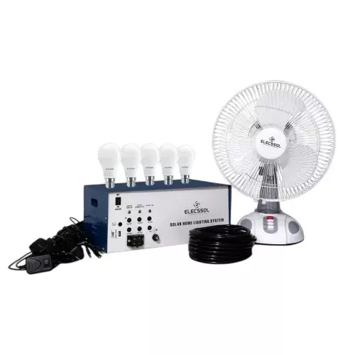 ielecssol 5 W Solar Home Lighting System + 165 W Solar Panel 12.8 V/60 Ah Battery Capacity IP65 for Outdoor Use