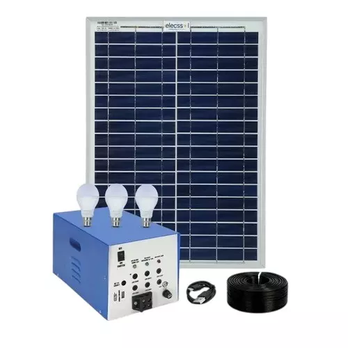 ielecssol 3 W Solar Home Lighting System + 40 W Solar Panel 12.8 V/24 Ah Battery Capacity Included Cool White for Outdoor Use