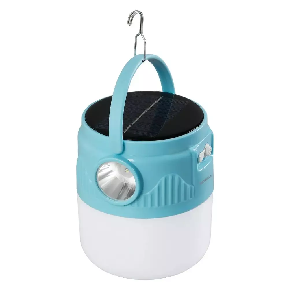 Havells LTS Solar Lighthouse 360 Rechargeable Lantern 10 W 1200 mAh × 3 Li-ion ABS Body Aqua Blue, LHEXTIP7TN1B010