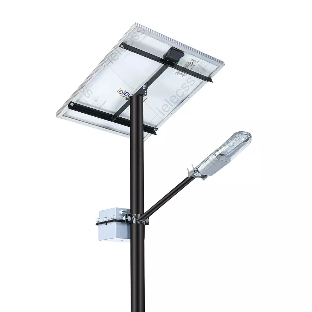 ielecssol 24 W Dolphin Standalone Solar LED Street Light + 75 W Solar Panel 12.8 V/24 Ah Battery Included MPPT Cool White for Outdoor Use
