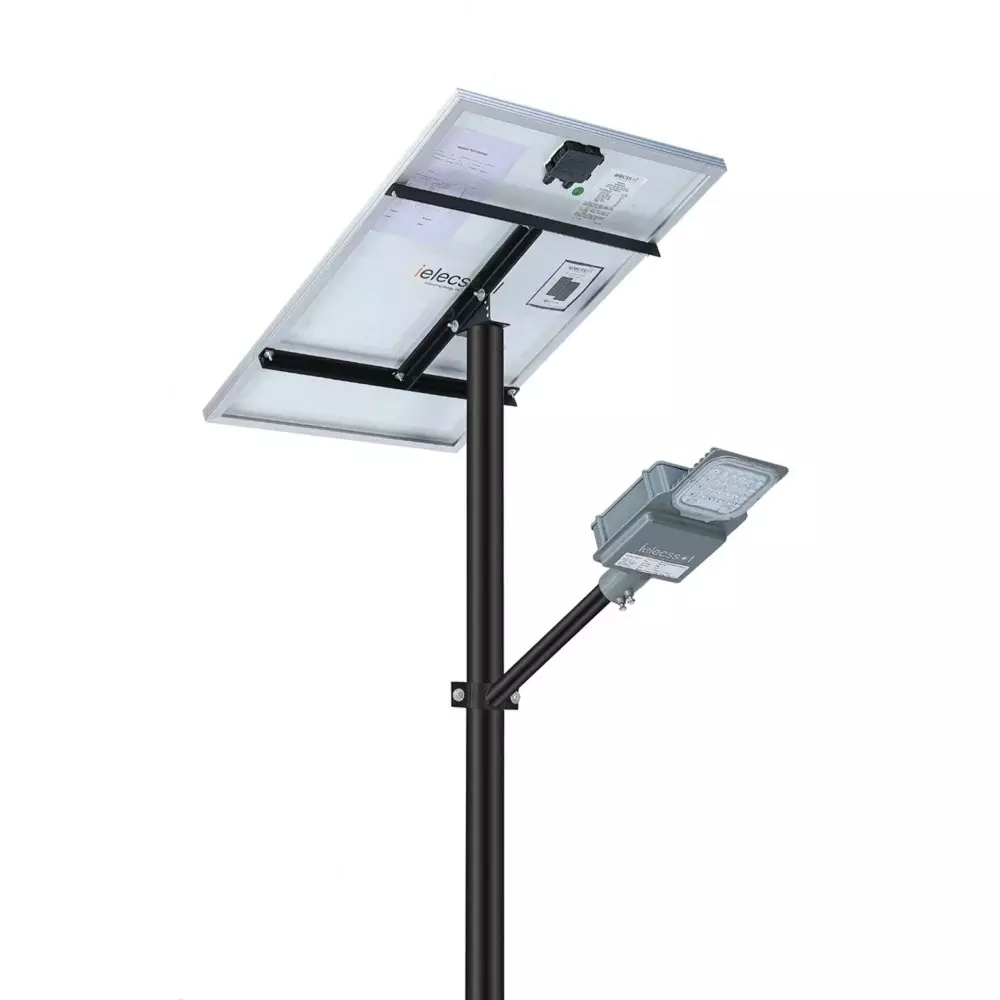 ielecssol Newlite Semi Integrated Solar Street Light 20 W LED + 60 W MPPT Solar Panel 12.8 V/18 Ah Lithium Battery for Outdoor Use