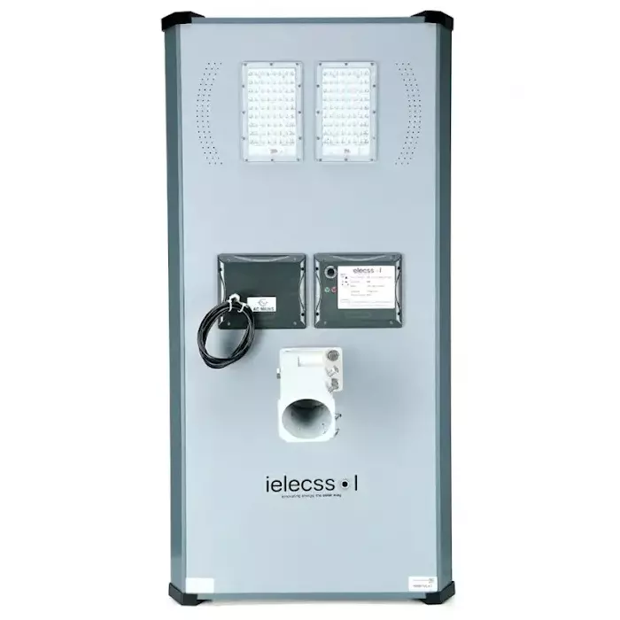ielecssol Hybrid All In One Solar Street Light 9 W LED + 40 W PWM/MPPT Solar Panel IP65 12.8 V -12Ah Lithium Battery for Outdoor Use