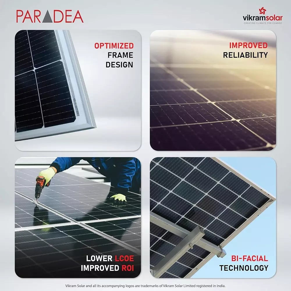 Vikram Solar PARADEA 540-565 W Solar Panels High Efficiency Mono PERC PV Module M10 144 Half-Cut Cells, VSMDP550P2
