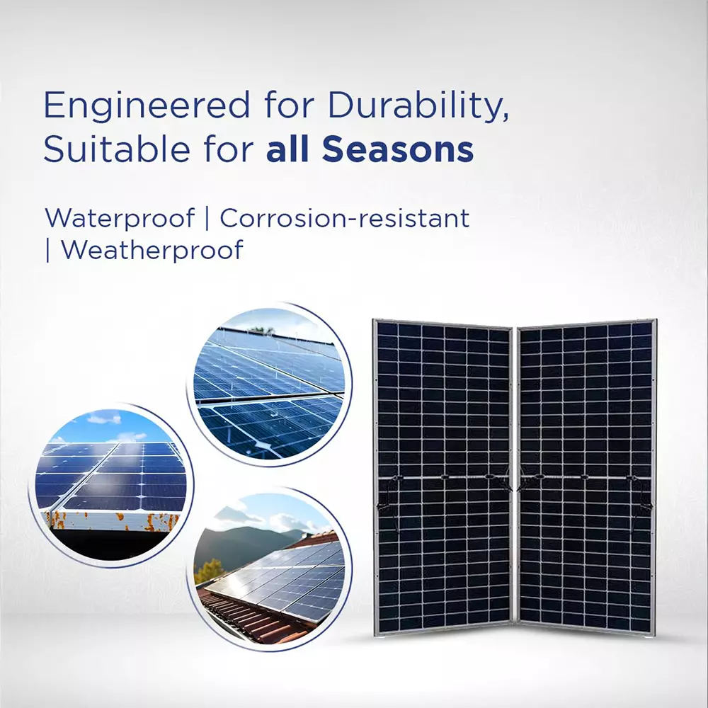 Eastman 585W Bi-Facial Monocrystalline Topcon Solar Panel (Pack of 2) – Half-Cut 144 Cells, Non-DCR, High Efficiency