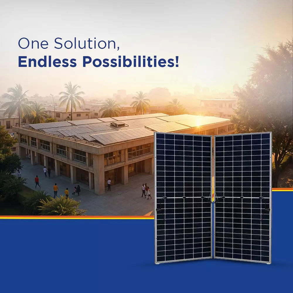 Eastman 585W Bi-Facial Monocrystalline Topcon Solar Panel (Pack of 2) – Half-Cut 144 Cells, Non-DCR, High Efficiency