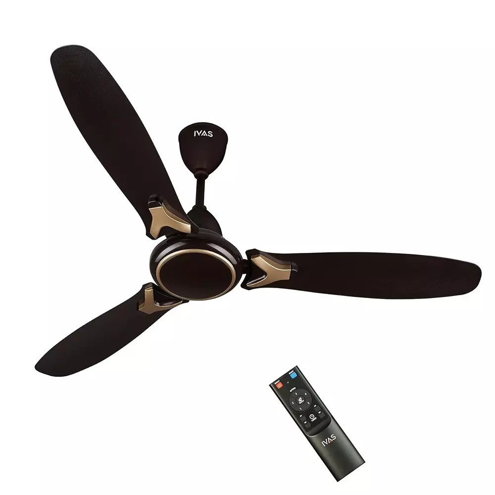 IVAS Gloria 3 Blades BLDC Ceiling Fan with Remote 32 W Power 1200 mm Sweep Size Corded Electric Lustre Coffee Ceiling Mount