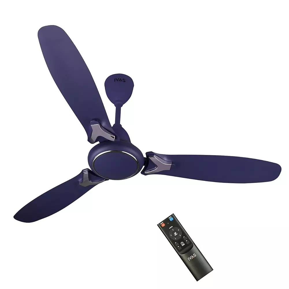 IVAS Gloria 3 Blades BLDC Ceiling Fan with Remote 32 W Power 1200 mm Sweep Size Corded Electric Ultramarine Ceiling Mount