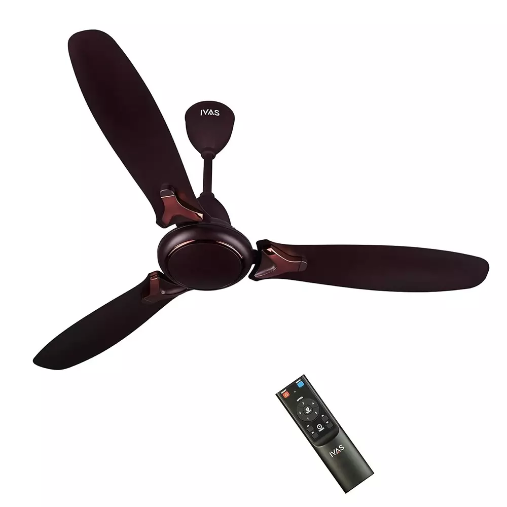 IVAS Gloria 3 Blades BLDC Ceiling Fan with Remote 32 W Power 1200 mm Sweep Size Corded Electric Dark Chocolate Ceiling Mount