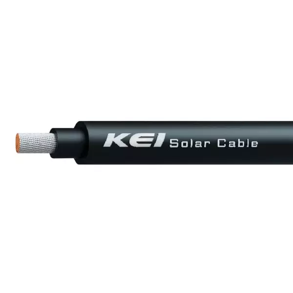 KEI PV Solar Cable 10 mm² Nominal Area 1000 m Extruded XLPO Insulation Circular Tinned Copper Conductor, Black