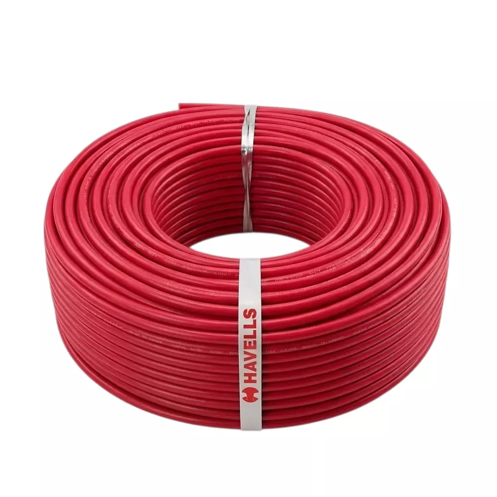 Havells Solar Cable Annealed Tinned Copper Conductor 6 sq mm Nominal Area Red Color, WHBGGBRG16X0 (Roll of 1000 m)