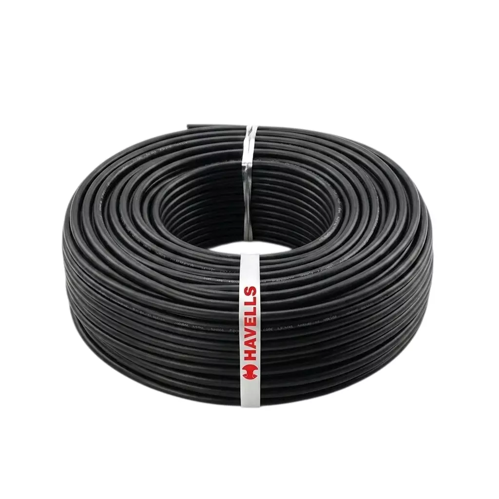 Havells E Beam Solar Cable Annealed Tinned Copper Conductor 4 sq mm Nominal Area Black Color, WHBGEBBKG14X0 (Roll of 1000 m)