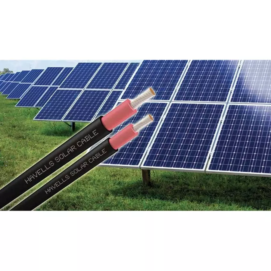 Havells Solar DC Cable Annealed Tinned Copper Conductor Cross-linked Polyolefin Zero Halogen Insulated 1000 m Black, WHBGGZBKG12X5