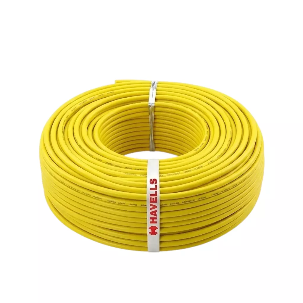 Havells E Beam Solar Cable Annealed Tinned Copper Conductor 6 sq mm Nominal Area Yellow Color, WHBGEBYG16X0 (Roll of 1000 m)