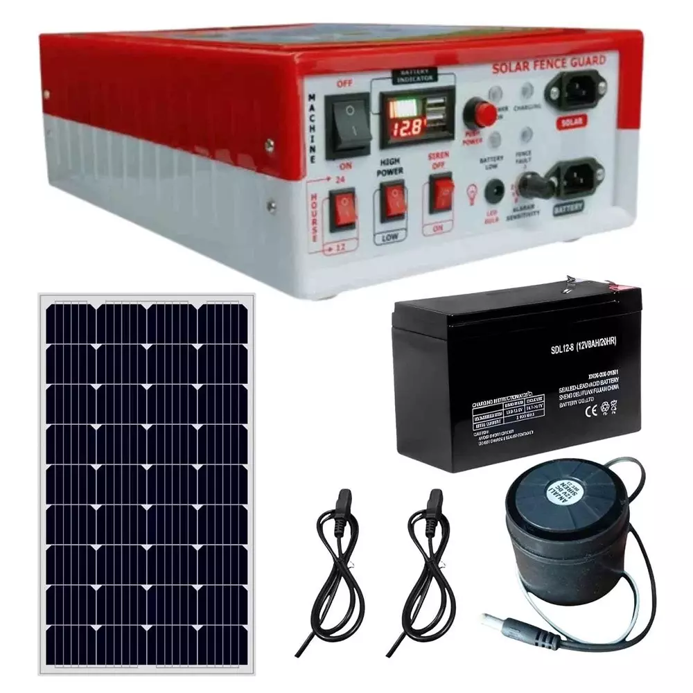 Kamal Agrotech Zatka Machine with Solar Panel, Battery & Siren 15 kV for 50 Acre Coverage