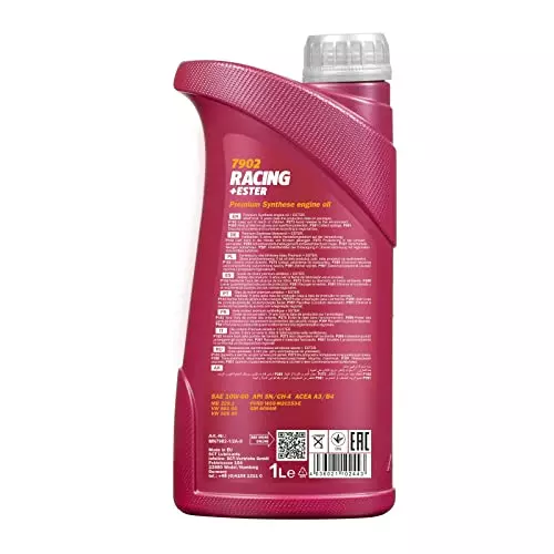 MANNOL Racing + Ester SAE 10W-60 SN/CH-4 Bi-Synthetic Engine Oil 1 L for Petrol & Diesel Engine, 7902