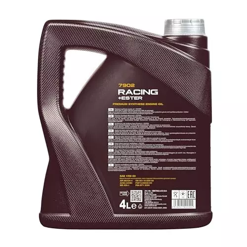 MANNOL Racing + Ester SAE 10W-60 SN/CH-4 Bi-Synthetic Engine Oil 4 L for Petrol & Diesel Engine, 7902-4L