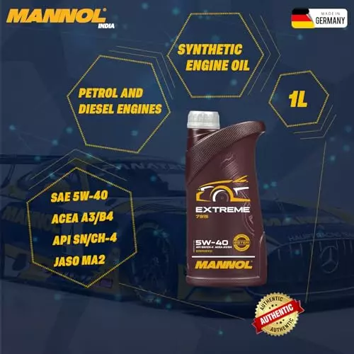 MANNOL Extreme SAE 5W-40 SN/CH-4 Fully Synthetic Ester Engine Oil 1 L for Petrol & Diesel Engine, 7915-1L